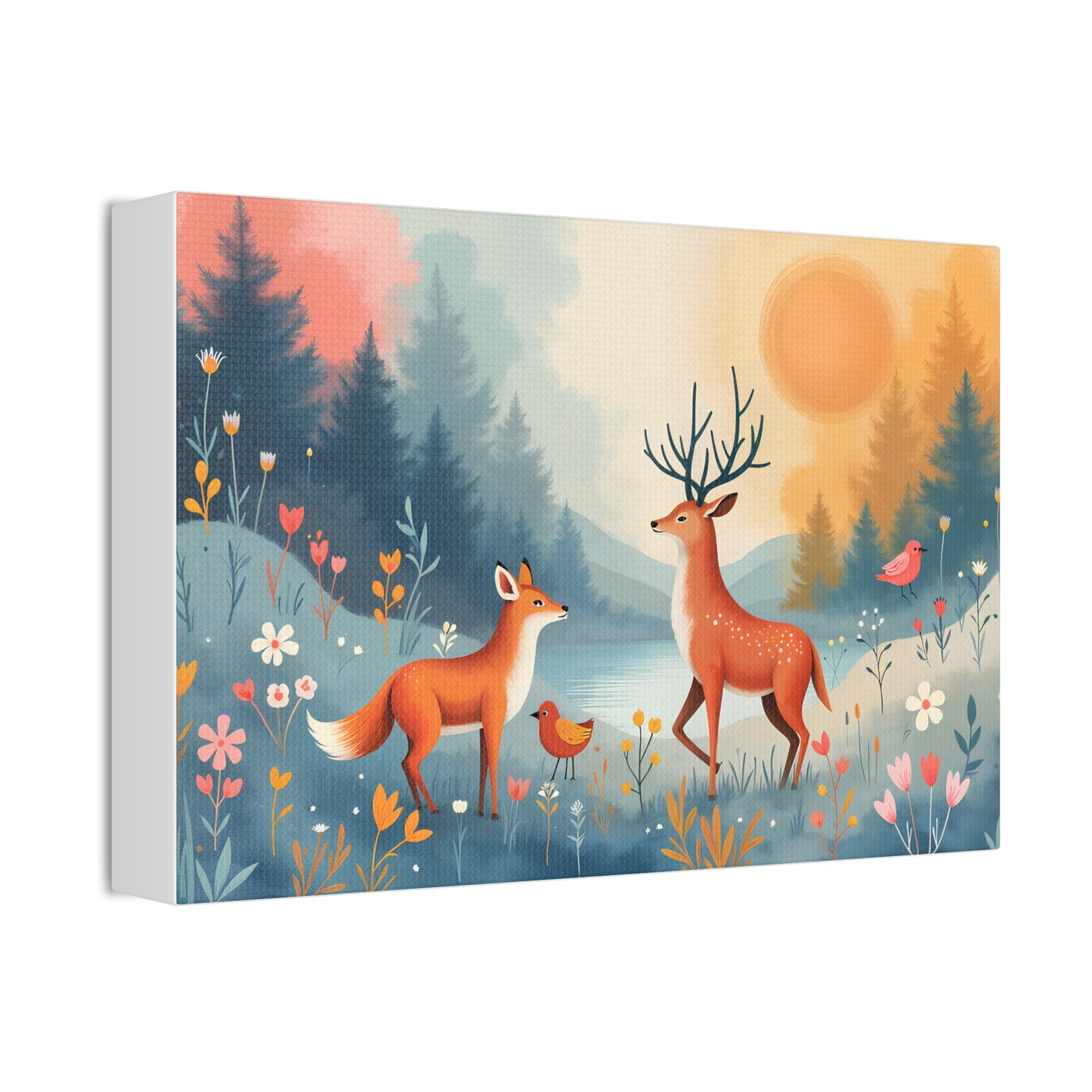 Painting Deer Digital Art Canvas Stretched, 1.5''