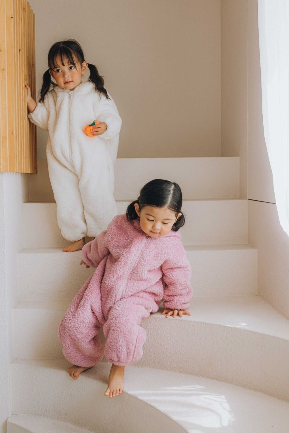 Baby Girl Bunny Jumpsuit Lazy Zipper Newborn Hooded Pajamas