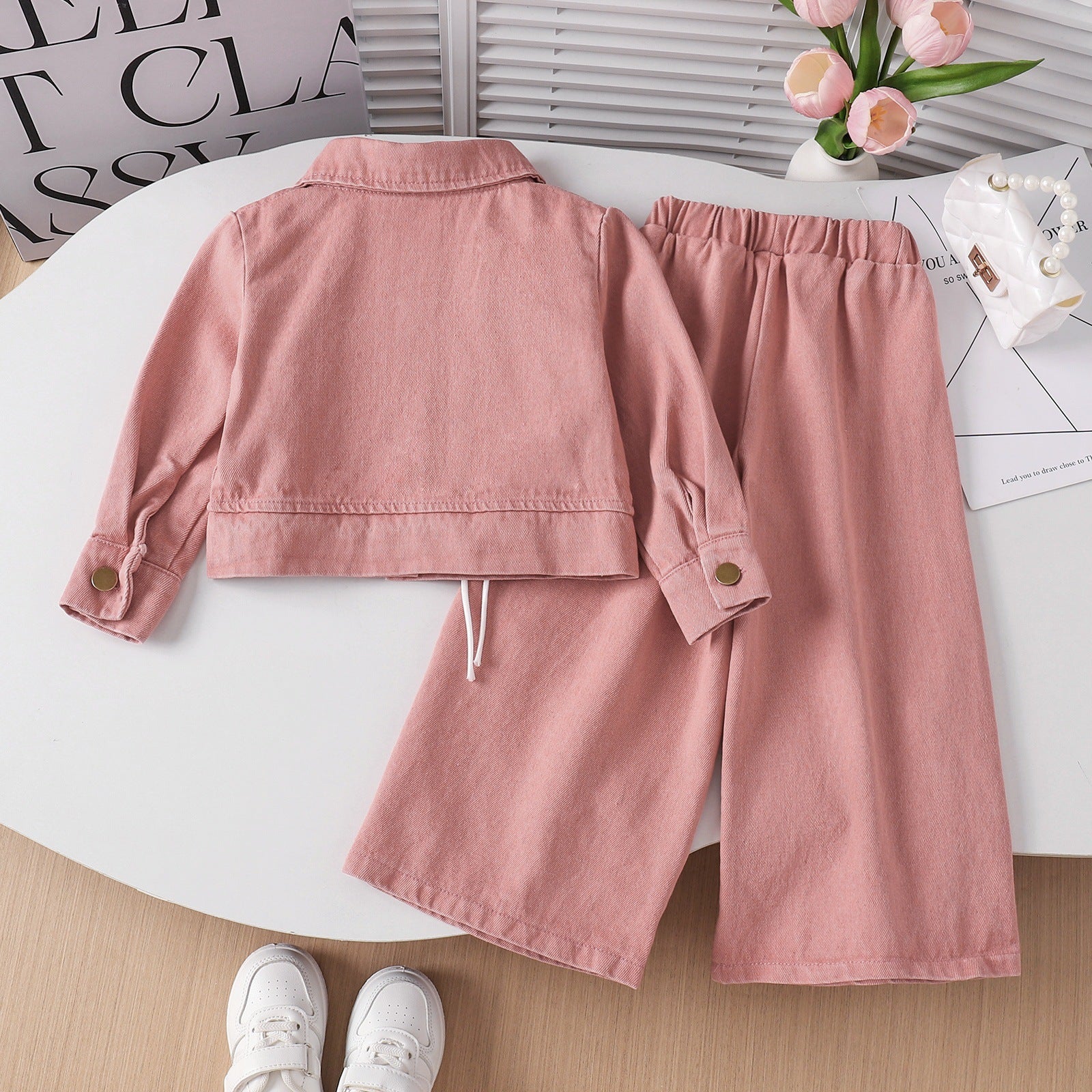 Pearl Flower Wide-leg Pants Princess Style Two-piece Set