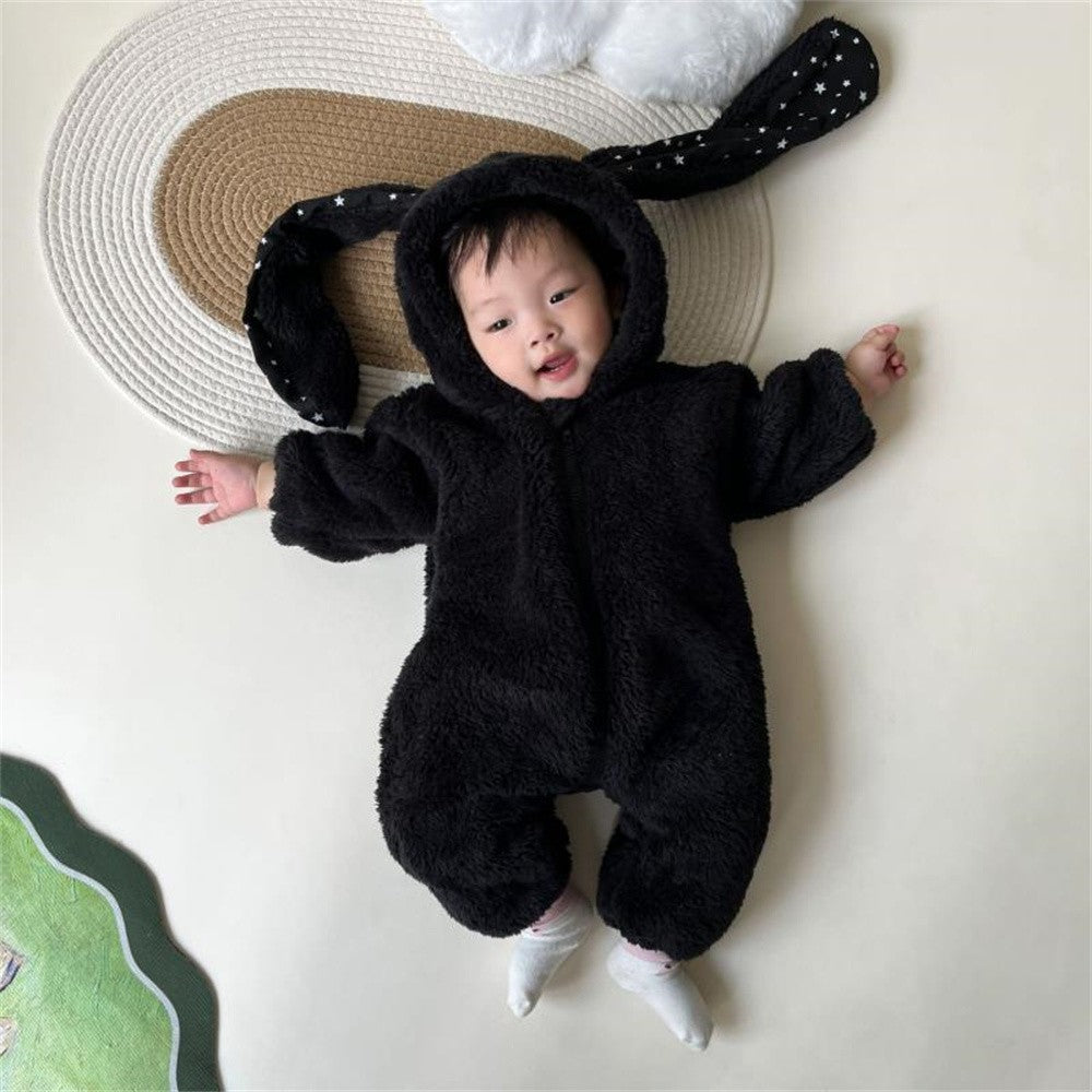 Baby Girl Bunny Jumpsuit Lazy Zipper Newborn Hooded Pajamas