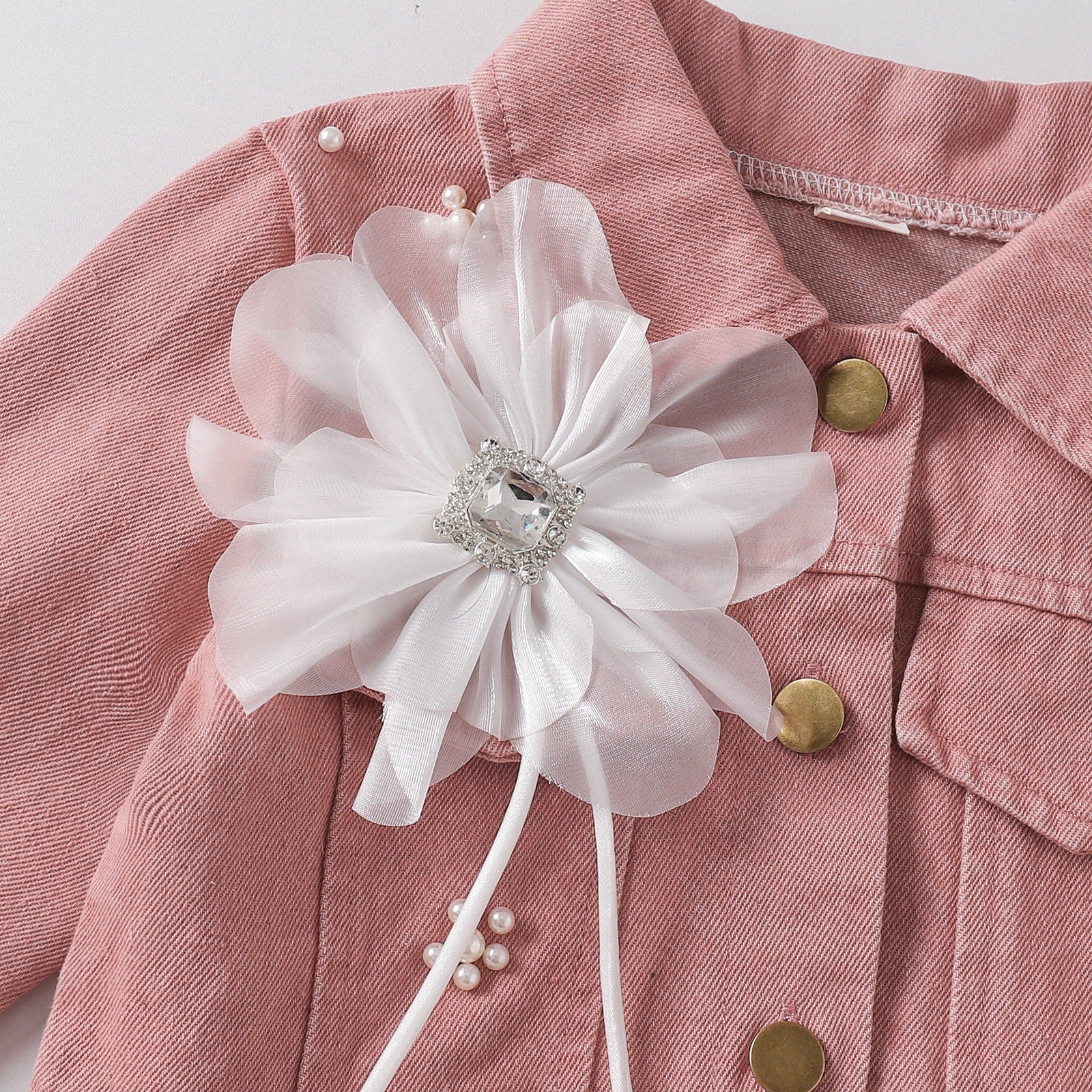 Pearl Flower Wide-leg Pants Princess Style Two-piece Set