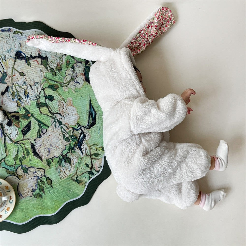 Baby Girl Bunny Jumpsuit Lazy Zipper Newborn Hooded Pajamas