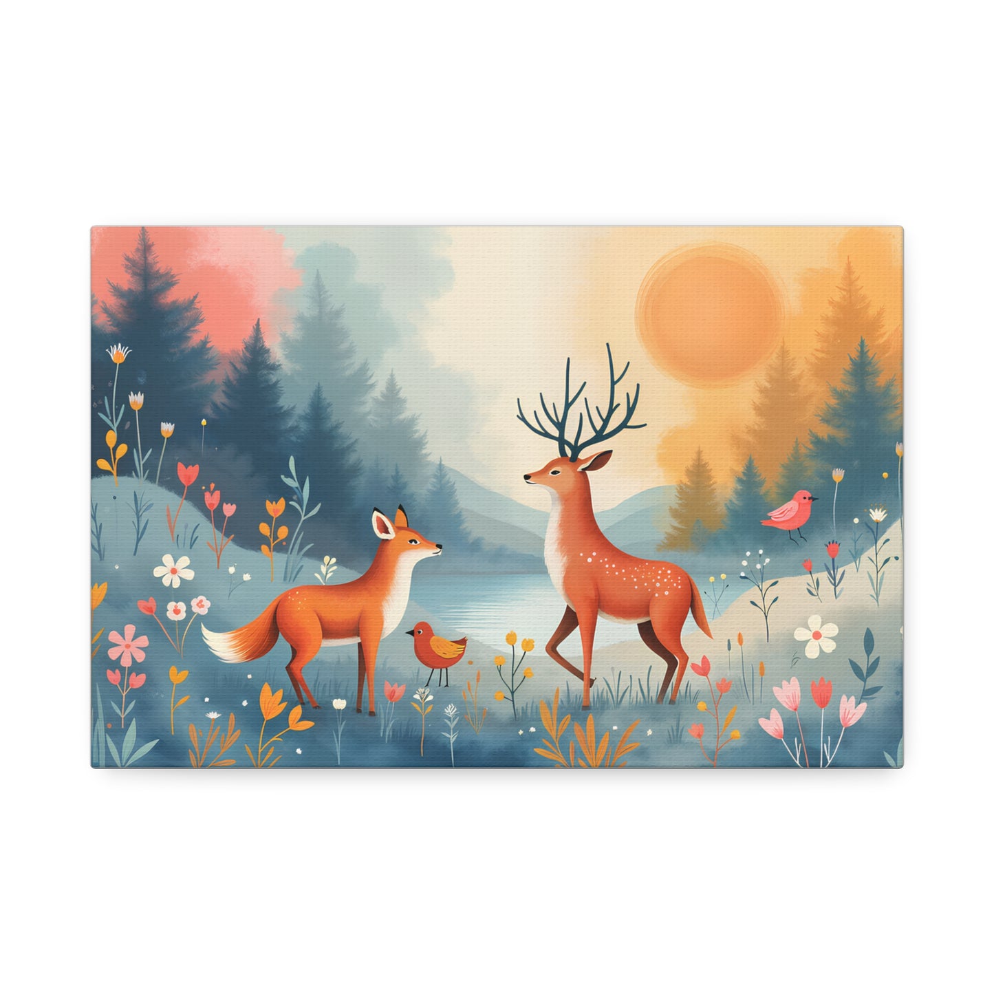 Painting Deer Digital Art Canvas Stretched, 1.5''