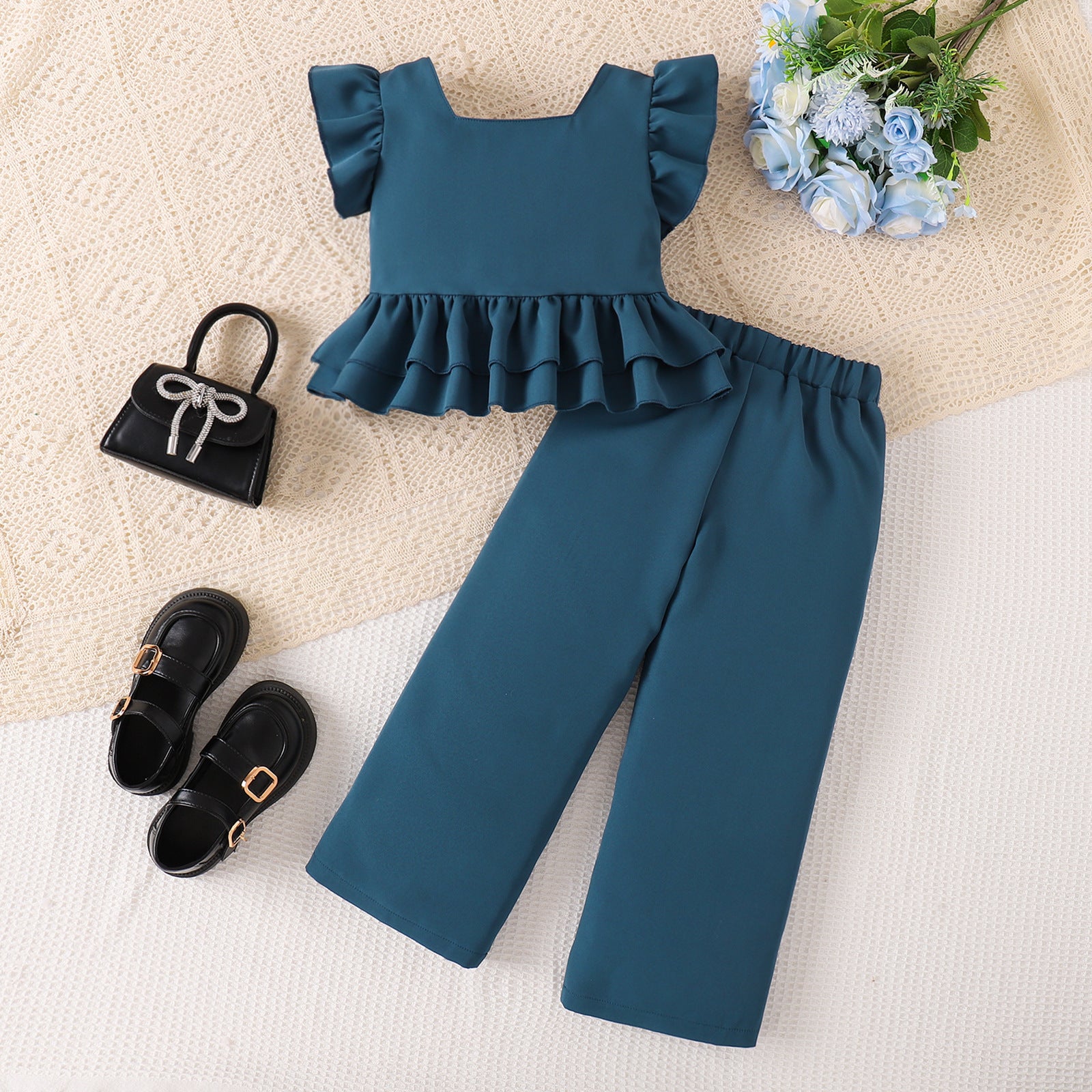 Top And Straight Pants Two-piece Set