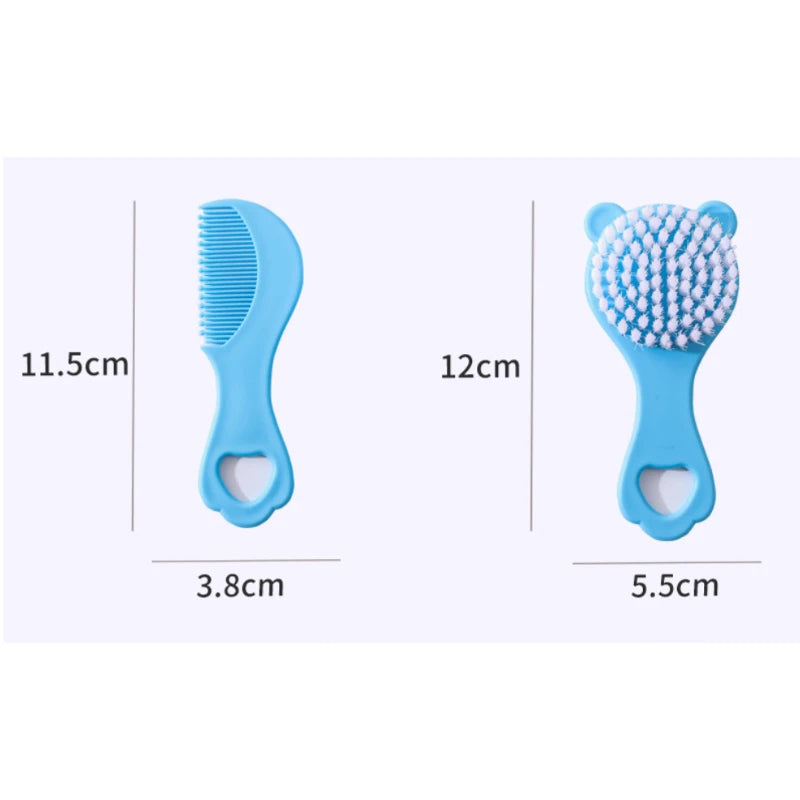 Baby Hair Brush and Comb Set for Newborns Gentle Detangling Soft Bristles Cradle Cap Care Cartoon Bear Design Kids Travel